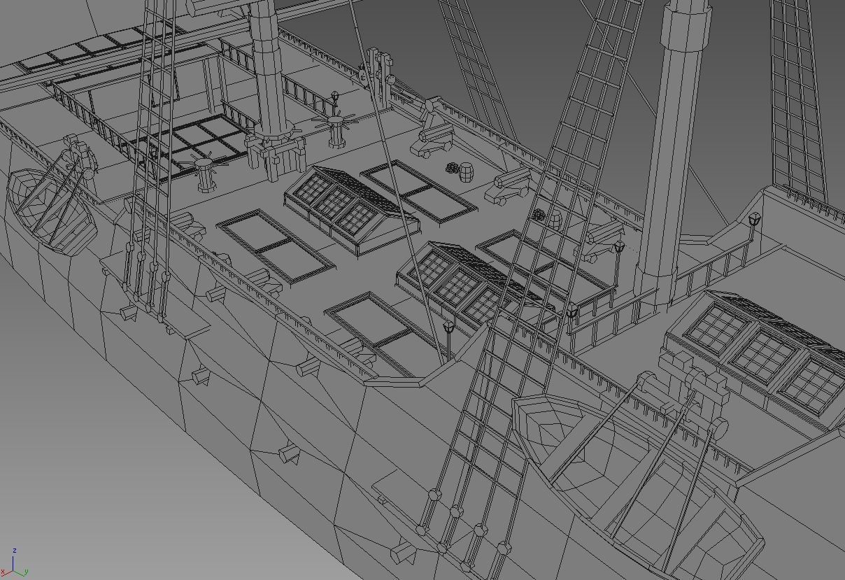 Sailing ship Low-poly 3D model_9