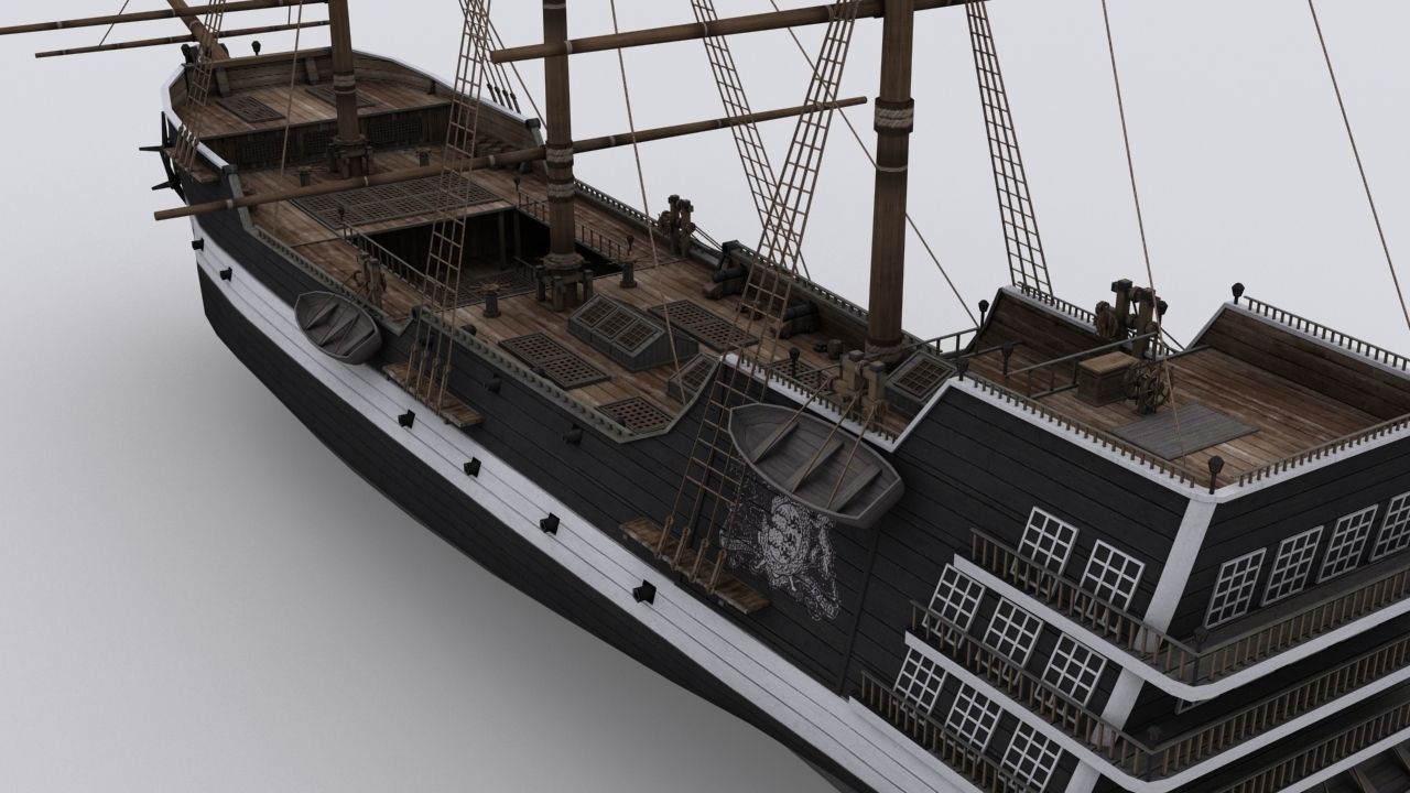 Sailing ship Low-poly 3D model_4