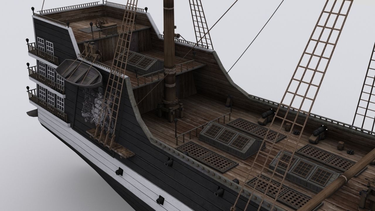 Sailing ship Low-poly 3D model_6