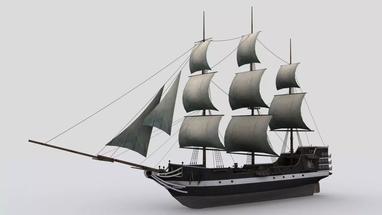 Sailing ship Low-poly 3D model_0