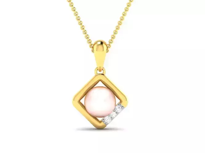 Women pearl pendant 3dm render detail