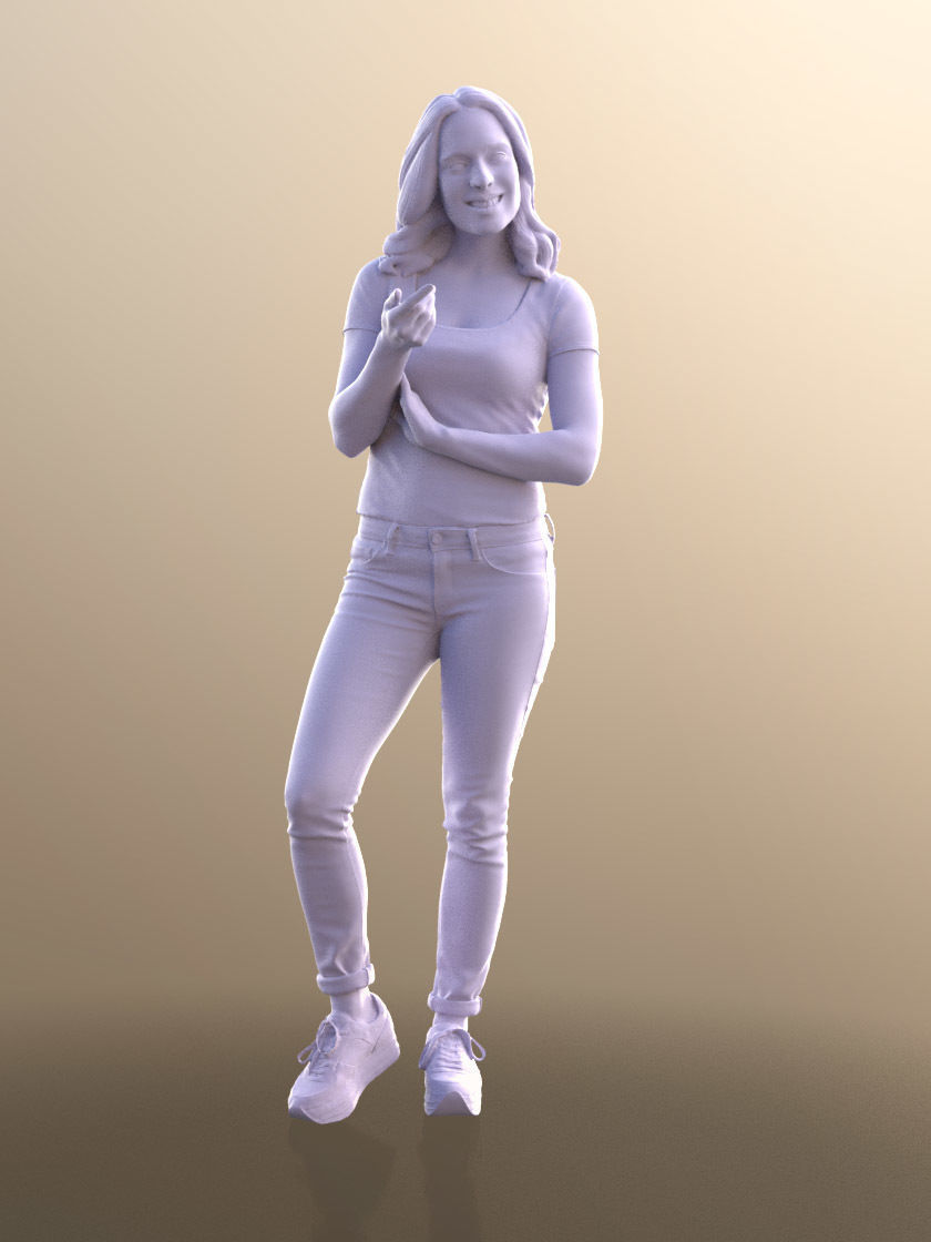 Juliette 10799 - Standing Casual Woman Low-poly 3D model_3