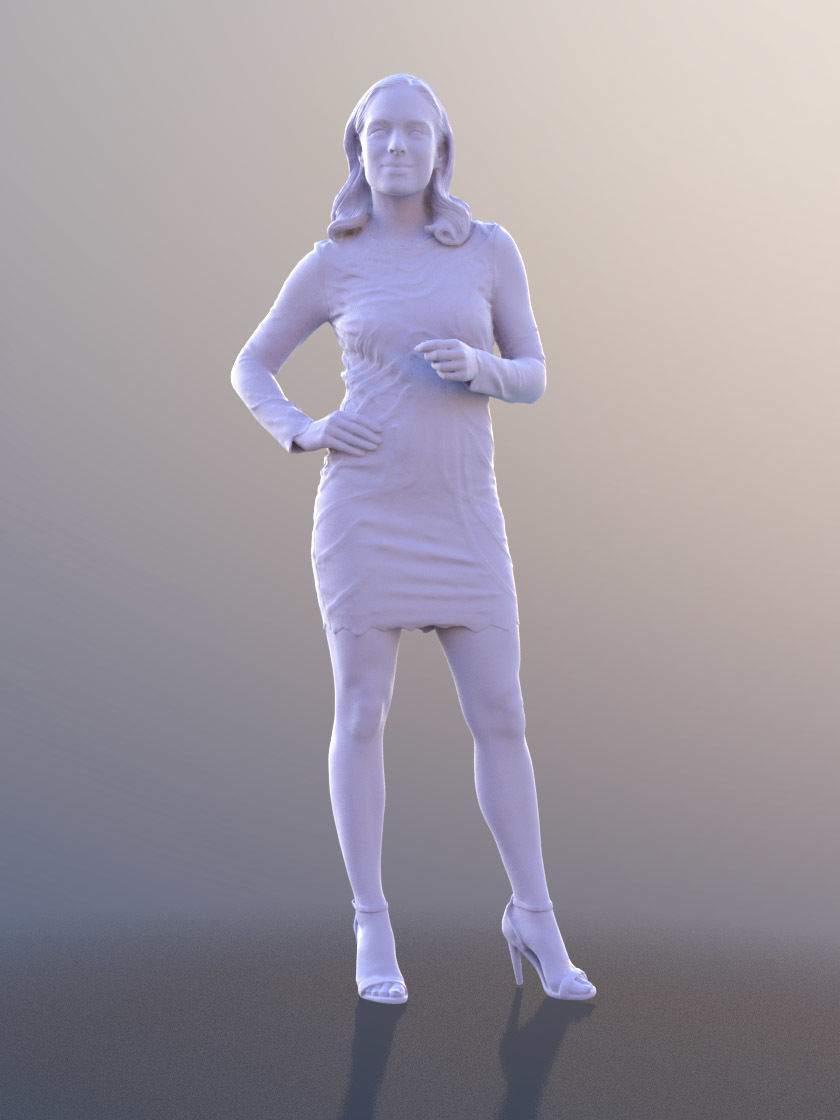 Juliette 10780 - Standing Elegant Woman Low-poly 3D model_3