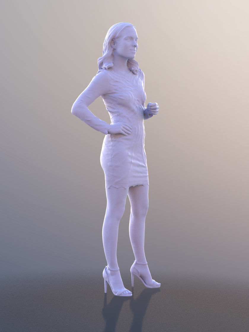 Juliette 10780 - Standing Elegant Woman Low-poly 3D model_4