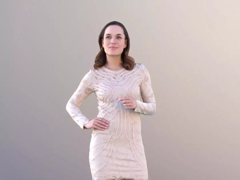 Juliette 10780 - Standing Elegant Woman Low-poly 3D model_0