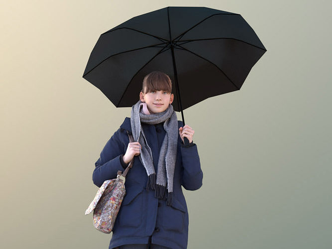 Lisa 10731 - Standing Girl with Umbrella Low-poly 3D model