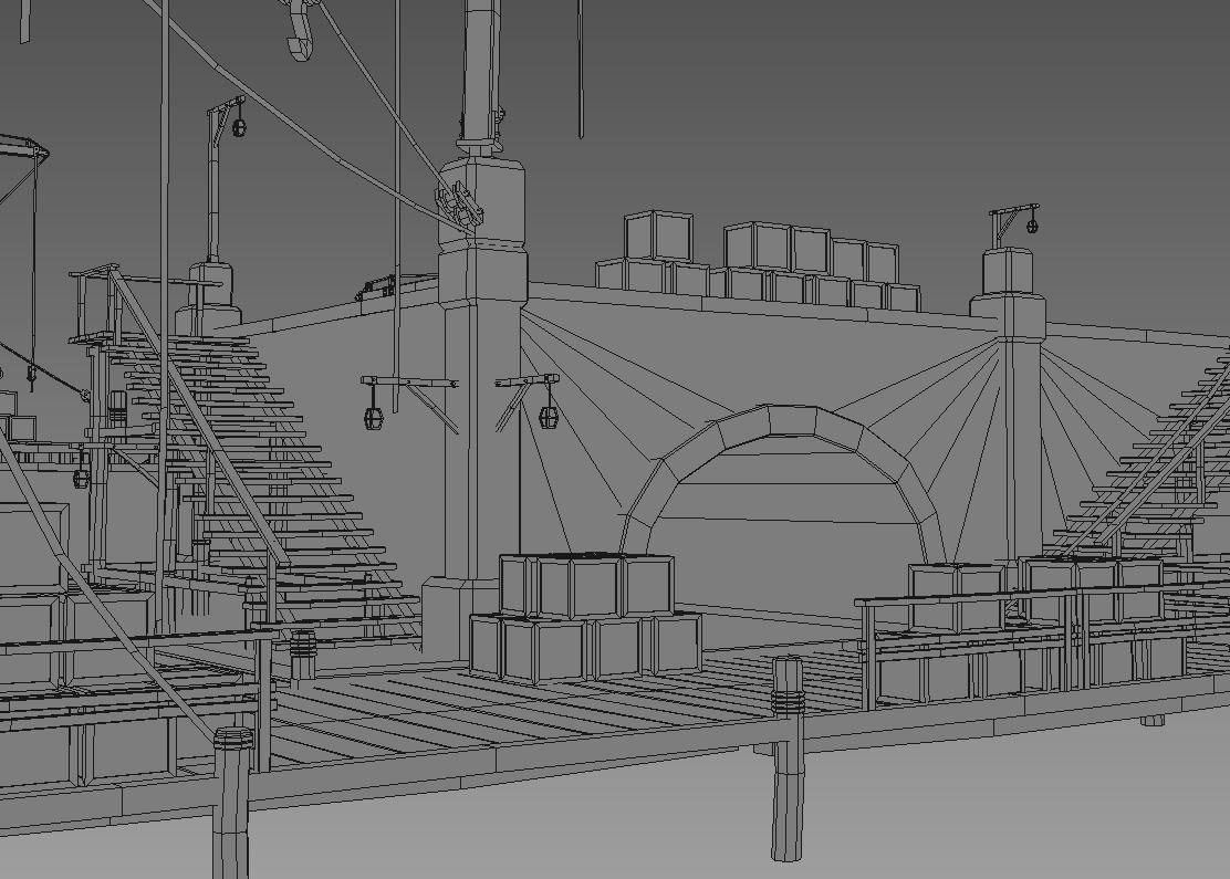 Wharf medival Low-poly 3D model_14