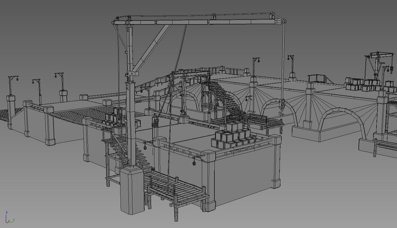 Wharf medival Low-poly 3D model_15