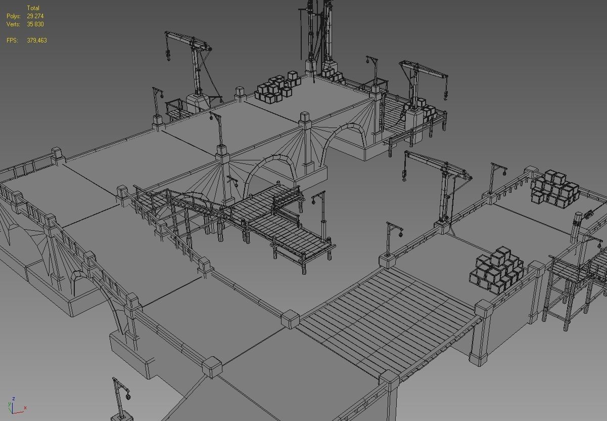 Wharf medival Low-poly 3D model_13