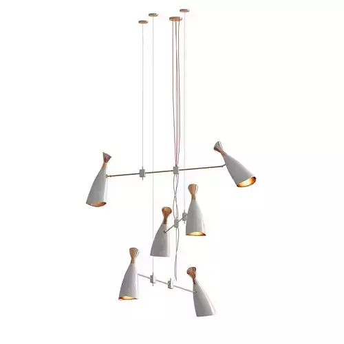 Replica light fixture with five lights hanging from it