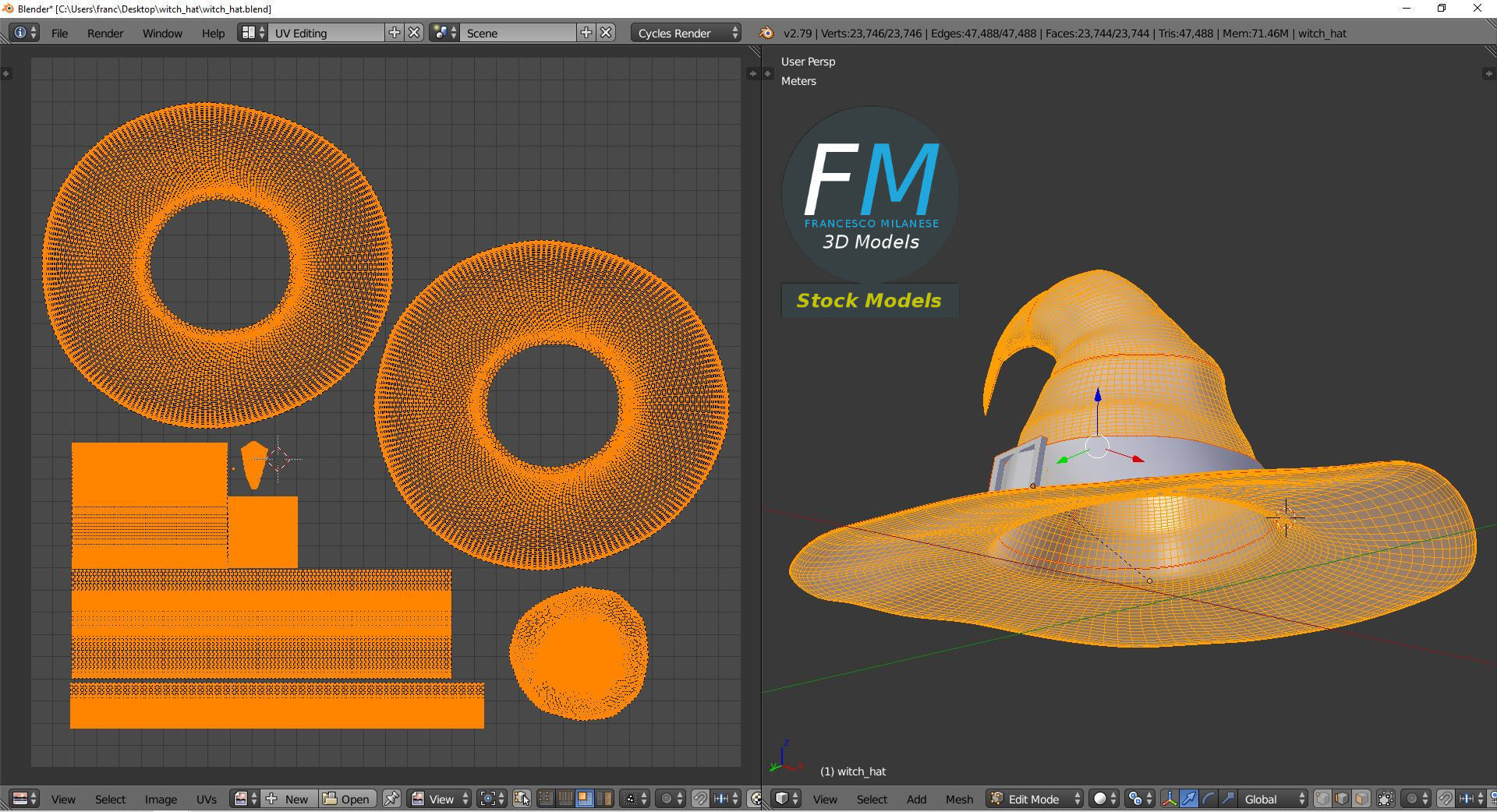 Witch hat 3D model_10
