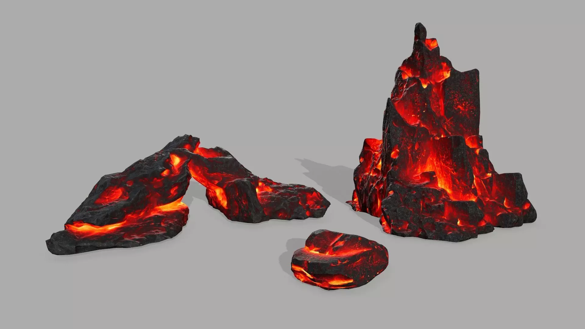 Rock set volcano Low-poly 3D model_0