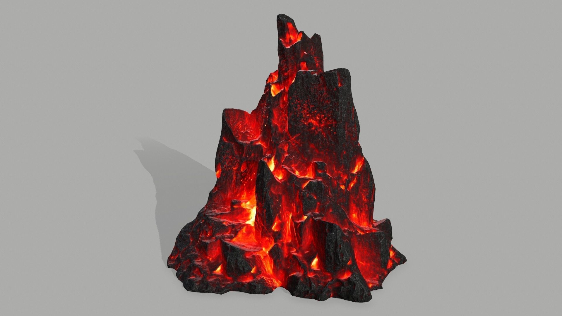 Rock set volcano Low-poly 3D model_2