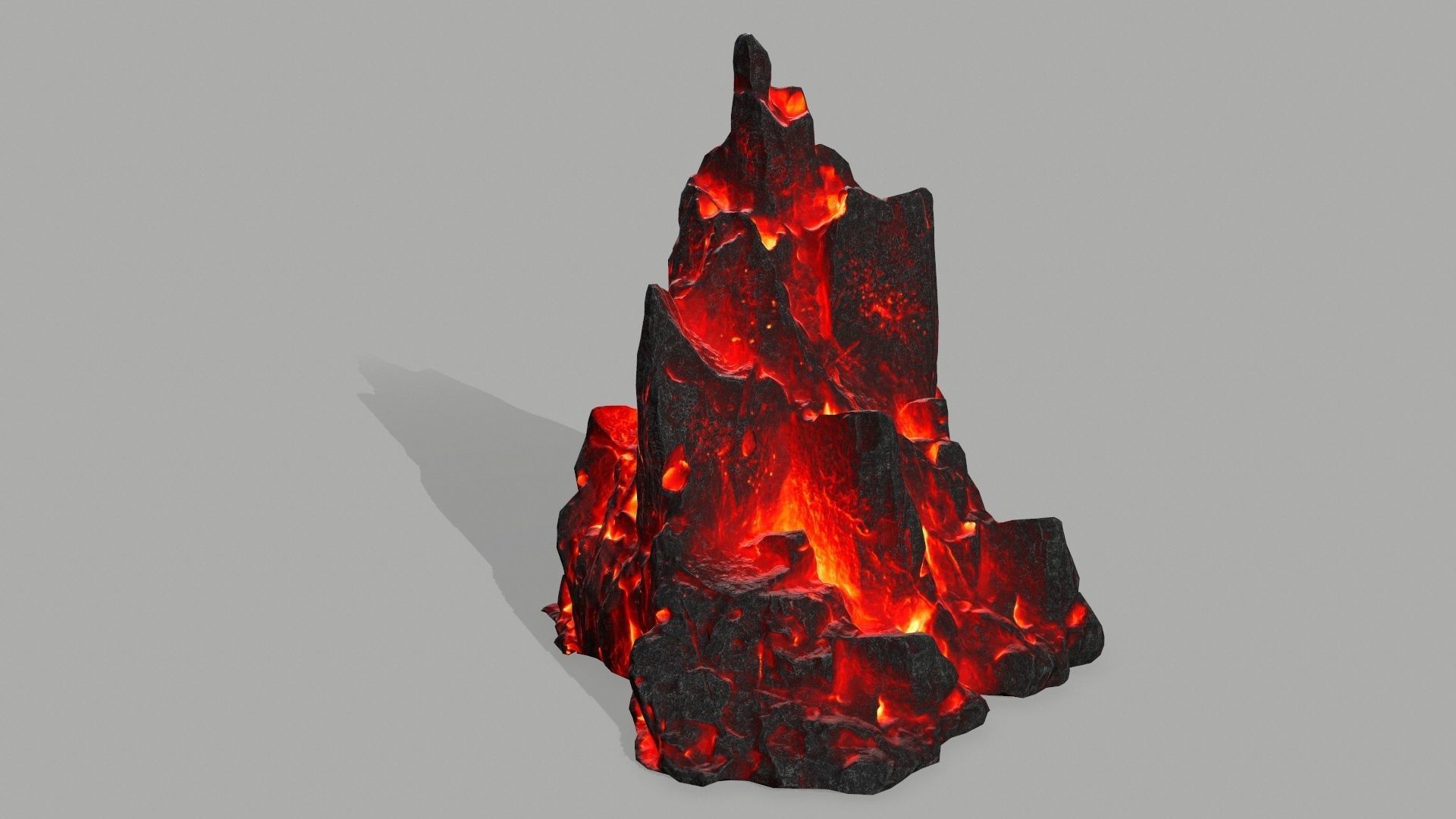 Rock set volcano Low-poly 3D model_4
