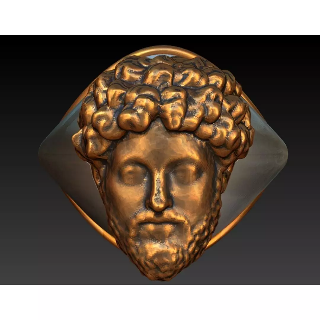 Bronze silver Marcus Aurelius mensring  3D print model_0