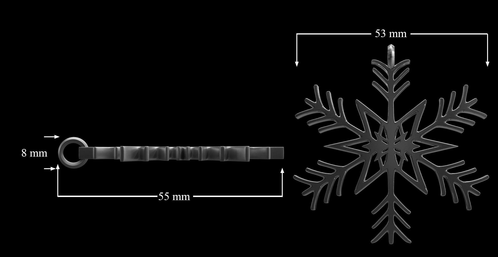 Snowflake Pendant Christmas tree 3D print model_3