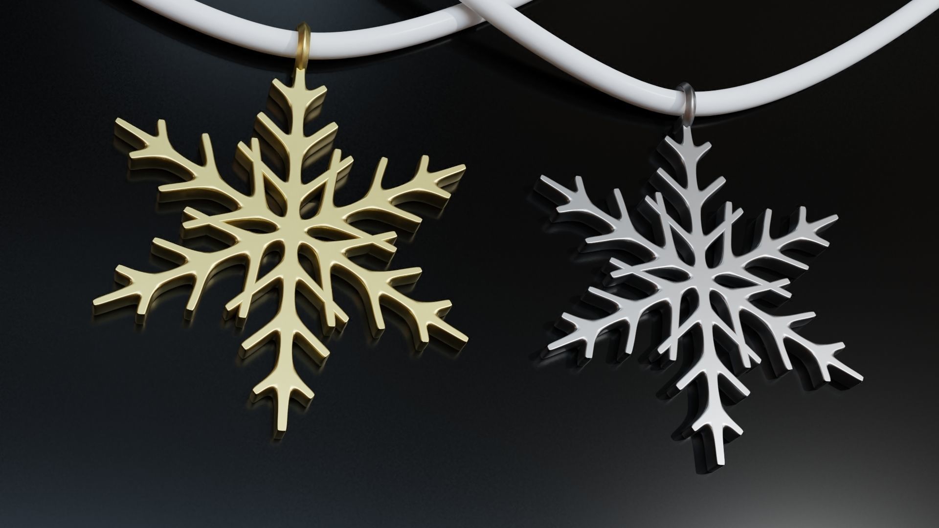 Snowflake Pendant Christmas tree 3D print model_1