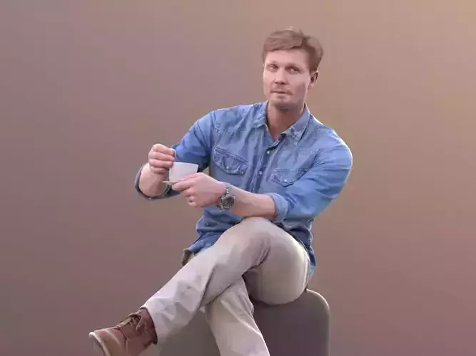 Andrew 10394 - Sitting Casual Man Low-poly 3D model
