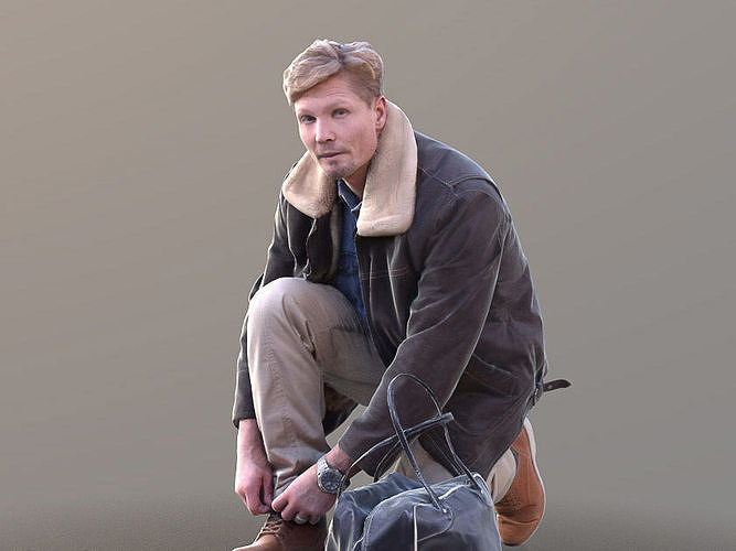 Andrew 10392 - Tying Shoes Casual Man Low-poly 3D model