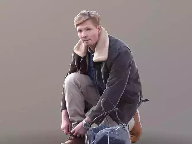 Andrew 10392 - Tying Shoes Casual Man Low-poly 3D model