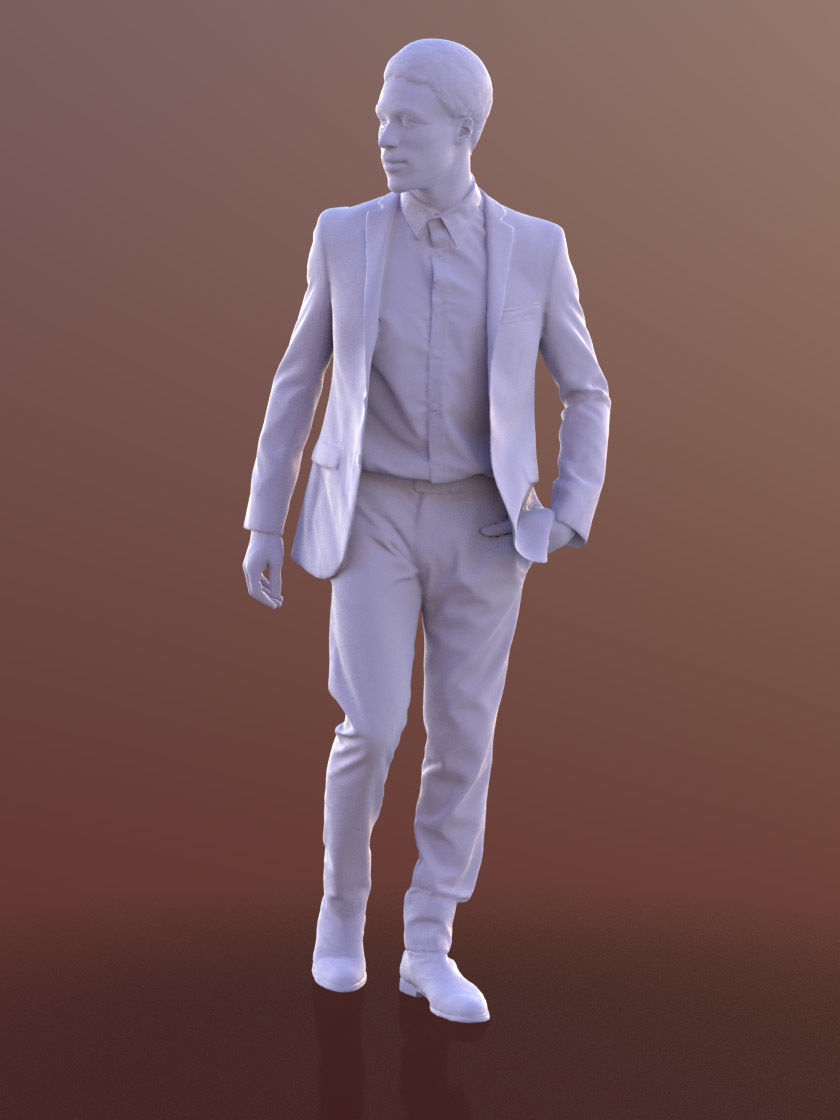 Bruce 10388 - Walking Business Man Low-poly 3D model_4