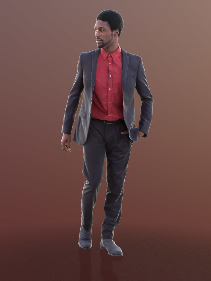 Bruce 10388 - Walking Business Man Low-poly 3D model_2