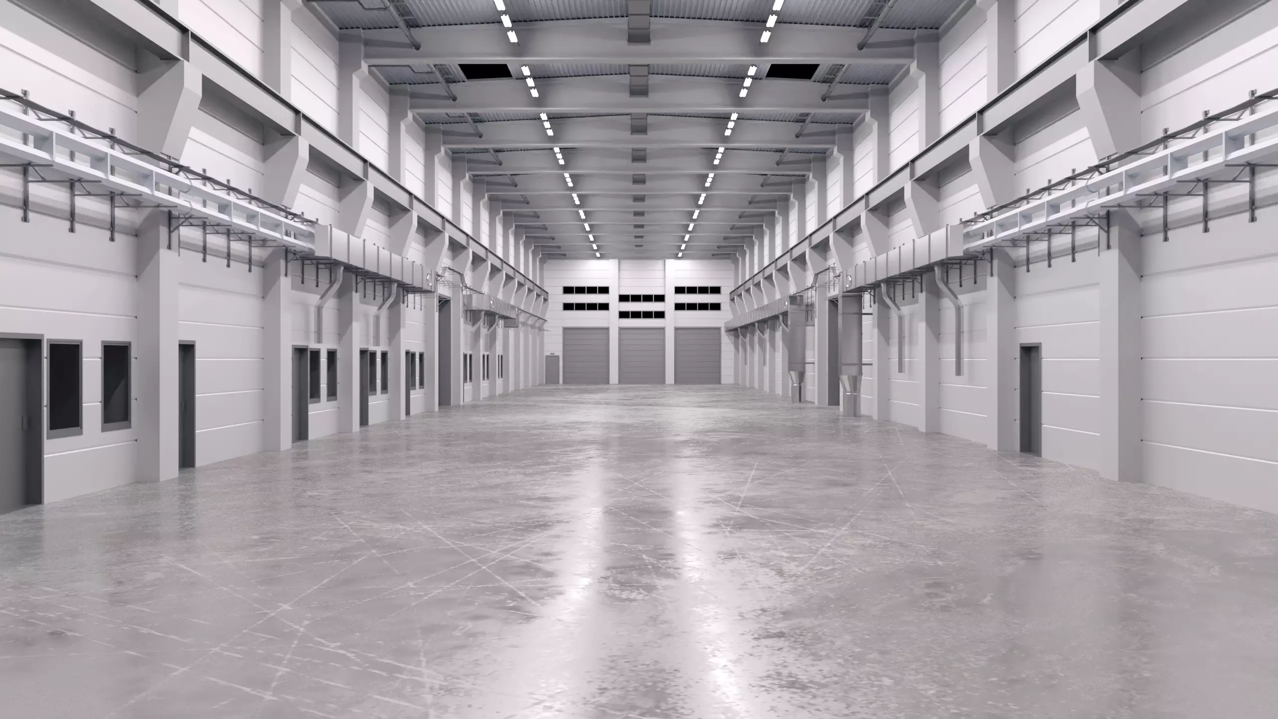 Industrial Hall Interior 2 Low-poly 3D model