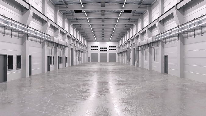 Industrial Hall Interior 2 Low-poly 3D model