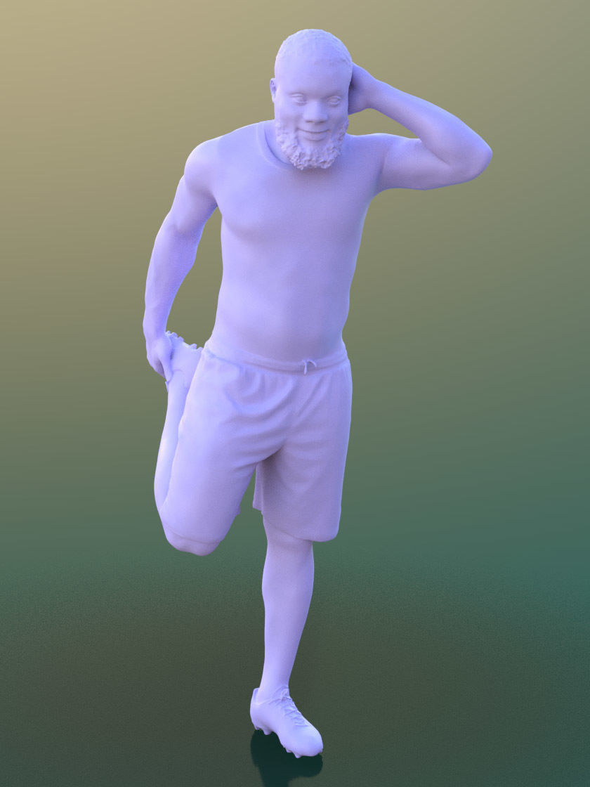 Gabriel 10374 - Stretching Soccer Man Low-poly 3D model_3