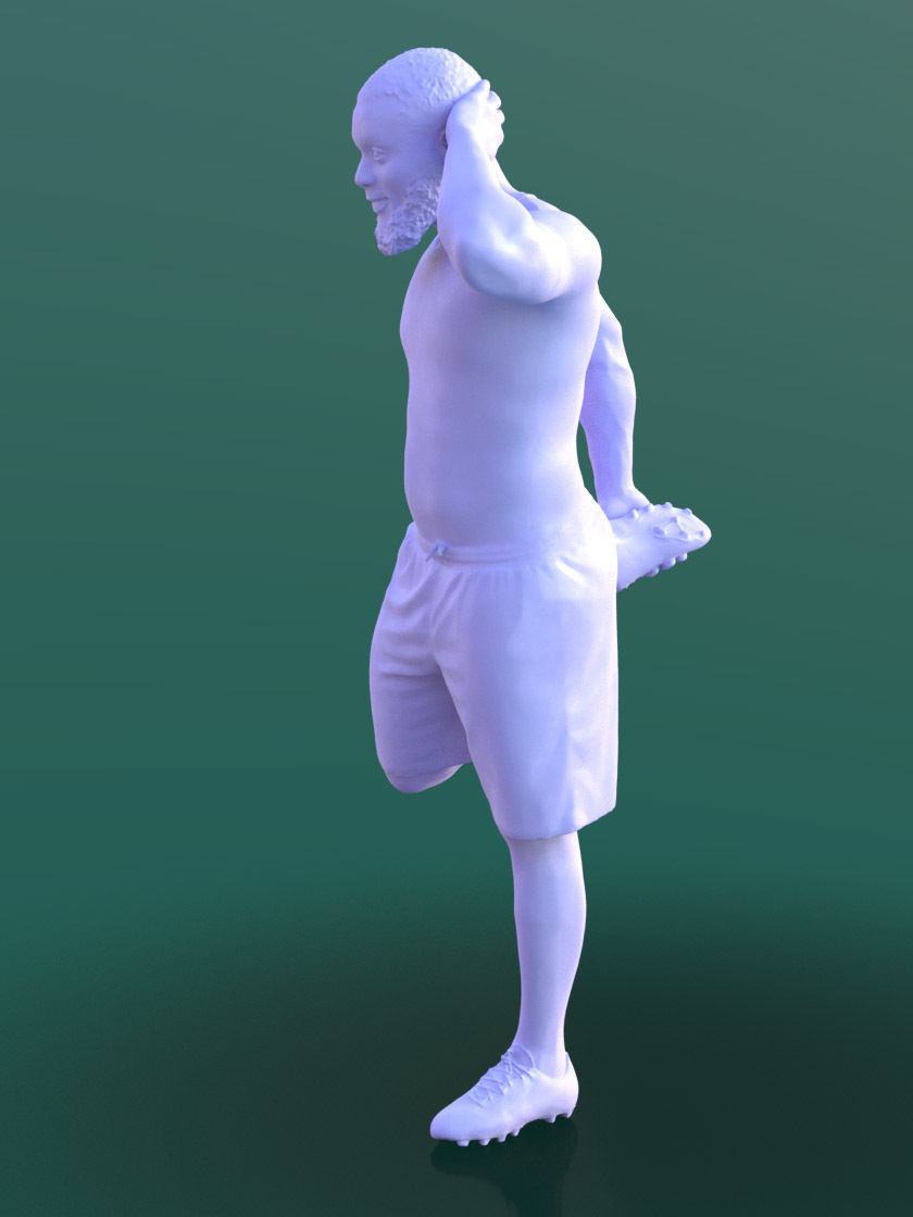 Gabriel 10374 - Stretching Soccer Man Low-poly 3D model_4