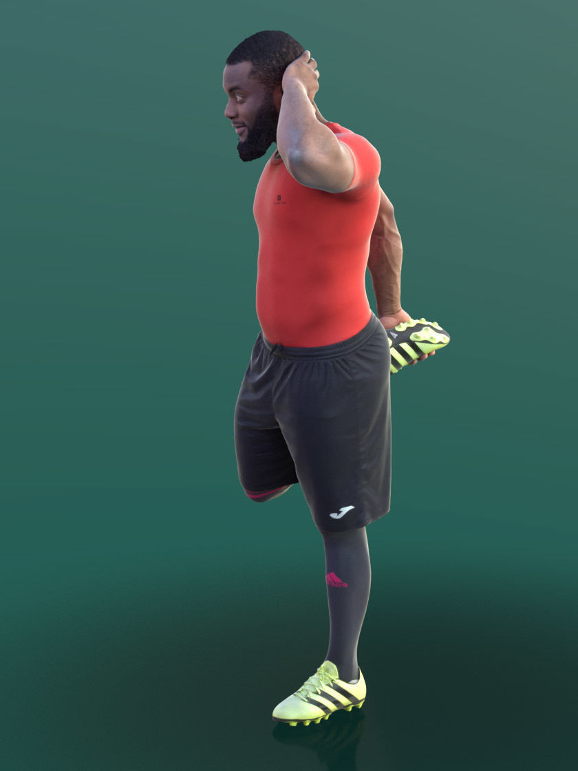 Gabriel 10374 - Stretching Soccer Man Low-poly 3D model_2