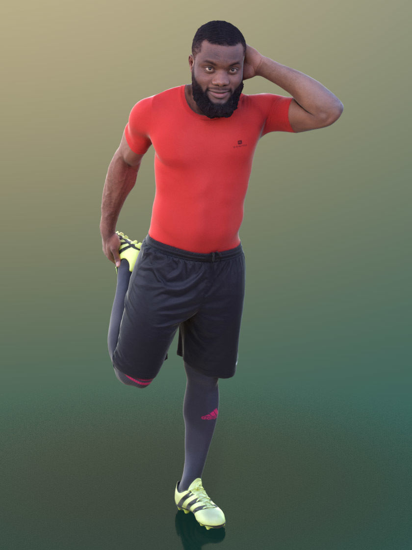 Gabriel 10374 - Stretching Soccer Man Low-poly 3D model_1