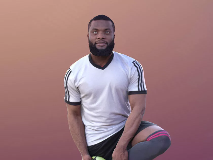 Gabriel 10373 - Stretching Soccer Man Low-poly 3D model