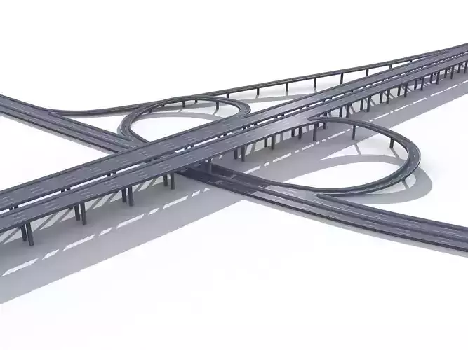 Highway Road Viaduct Flyover-06 3D model
