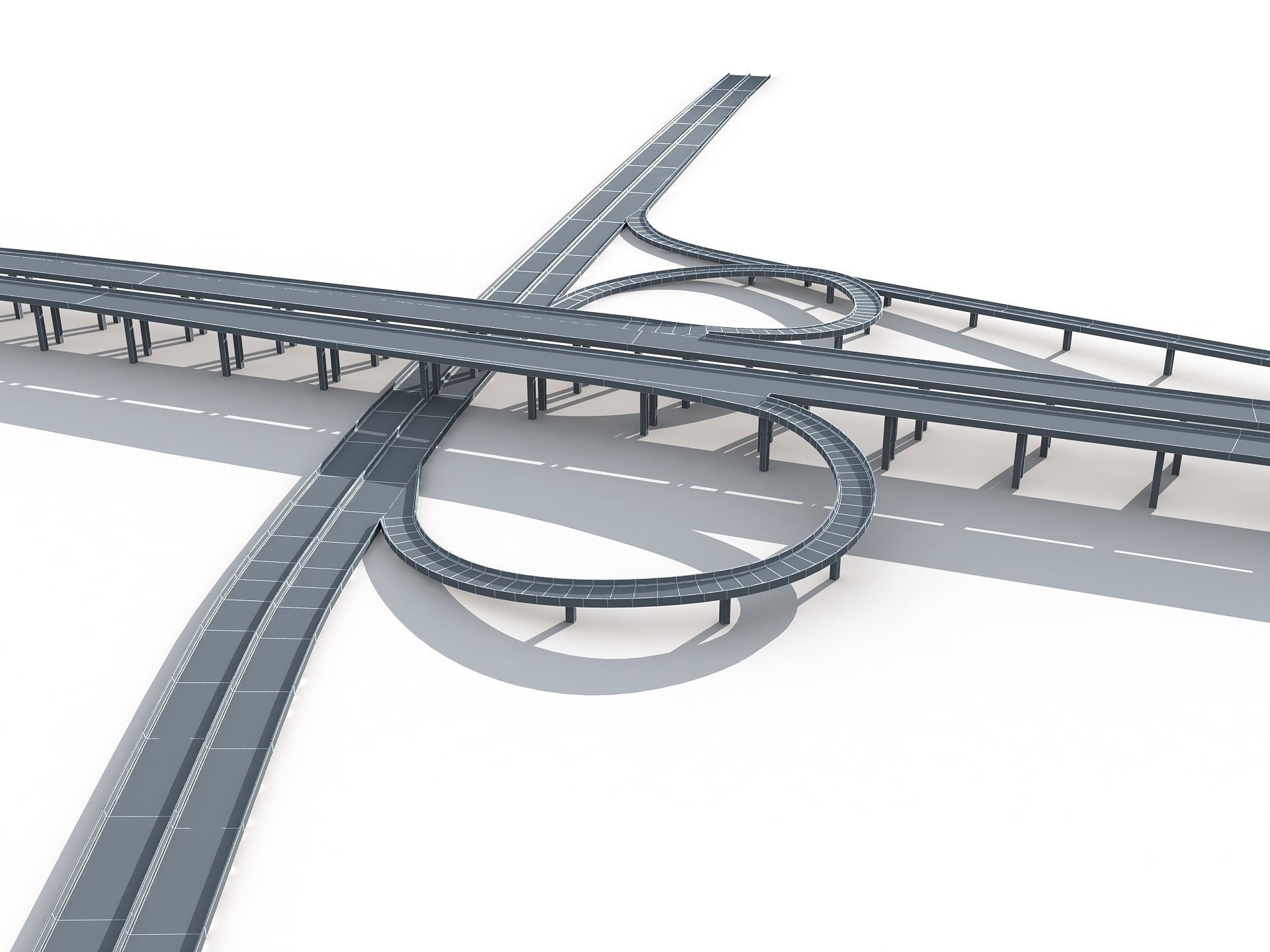 Highway Road Viaduct Flyover-06 3D model_13