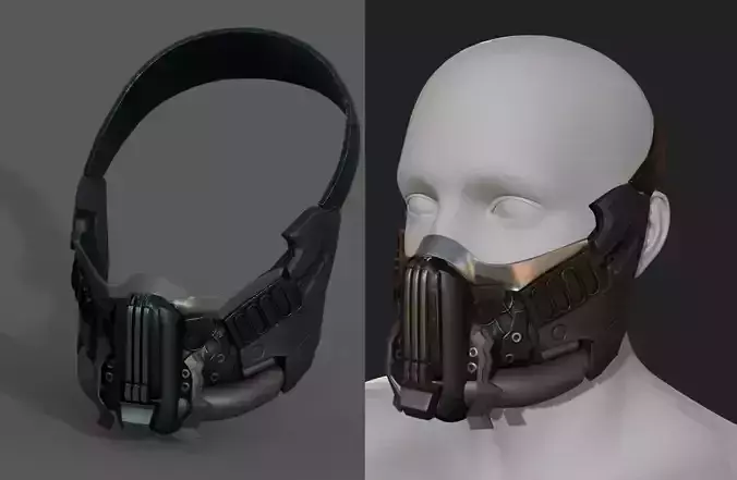 Helmet gas mask scifi military combat armor  Low-poly 3D model