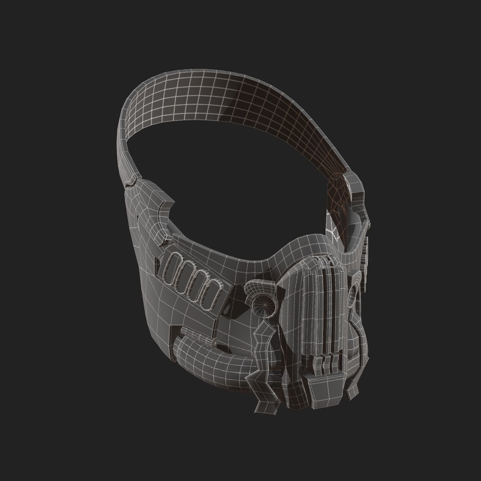Helmet gas mask scifi military combat armor Low-poly 3D model_9
