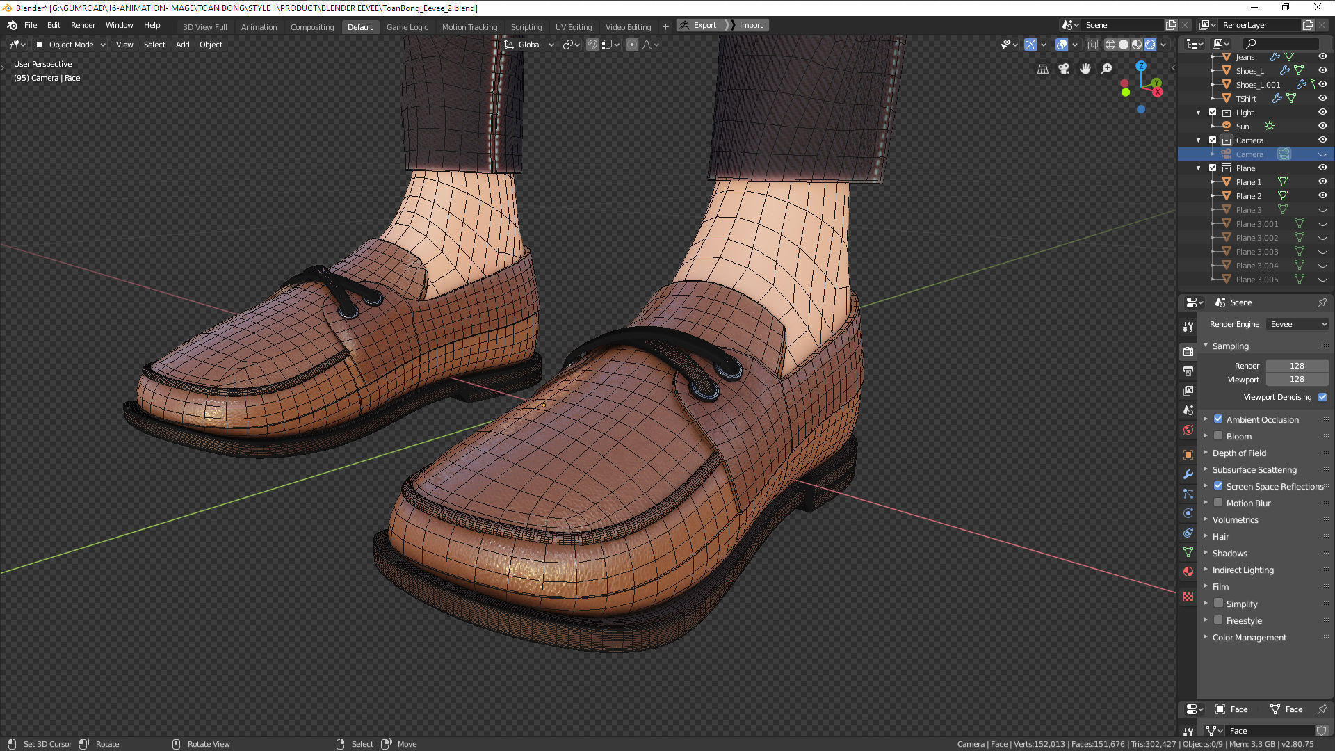 Stylized Character Man in Blender Cycles and Eevee 3D model_14