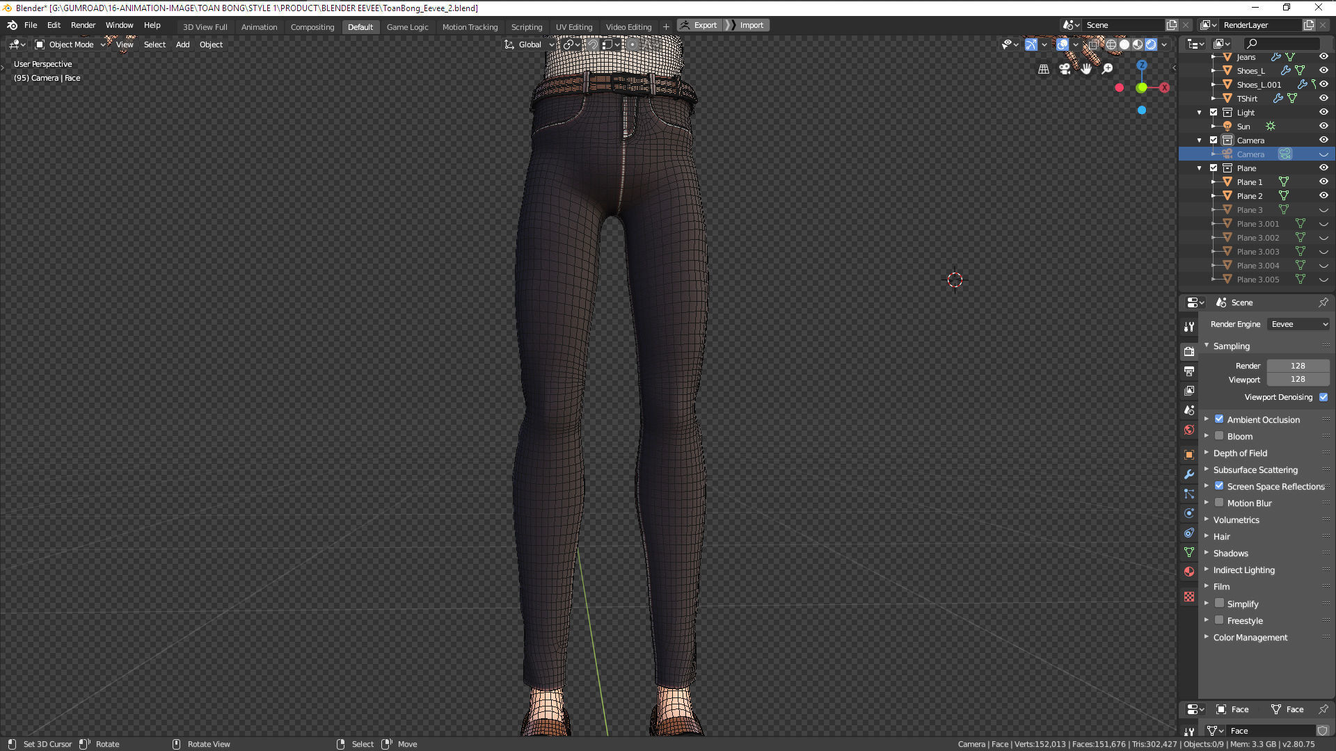 Stylized Character Man in Blender Cycles and Eevee 3D model_13