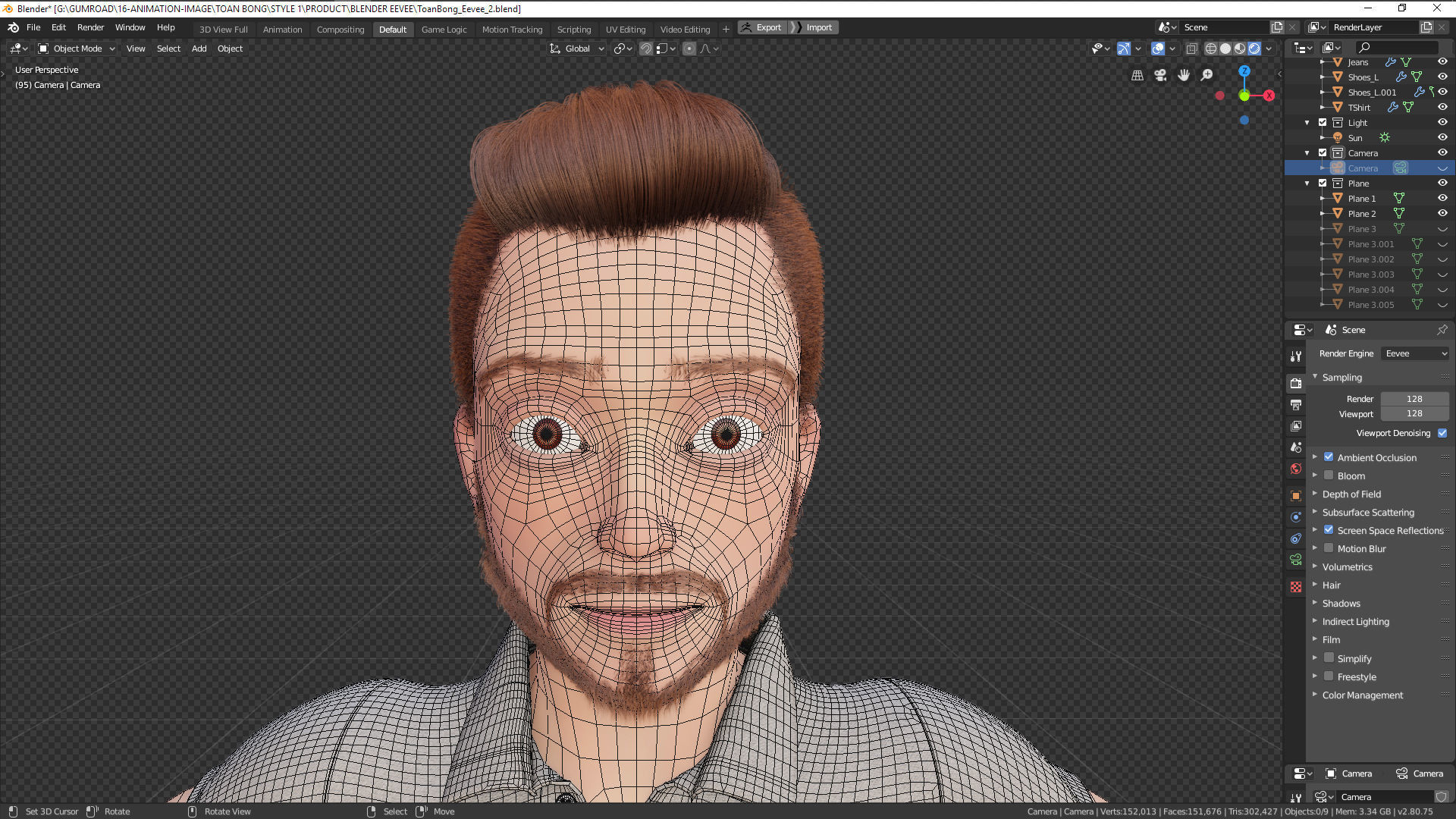 Stylized Character Man in Blender Cycles and Eevee 3D model_11