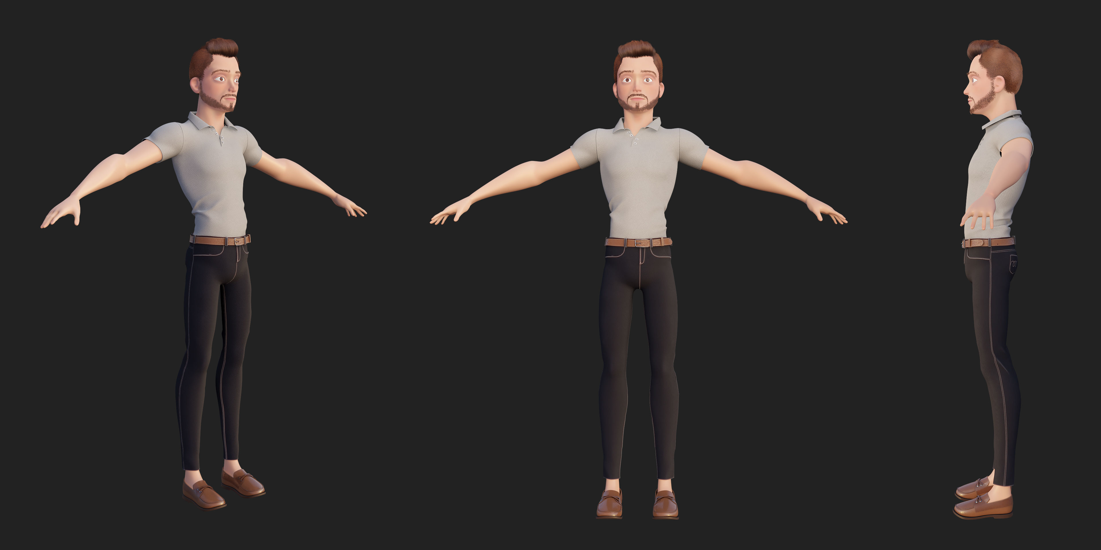 Stylized Character Man in Blender Cycles and Eevee 3D model_2