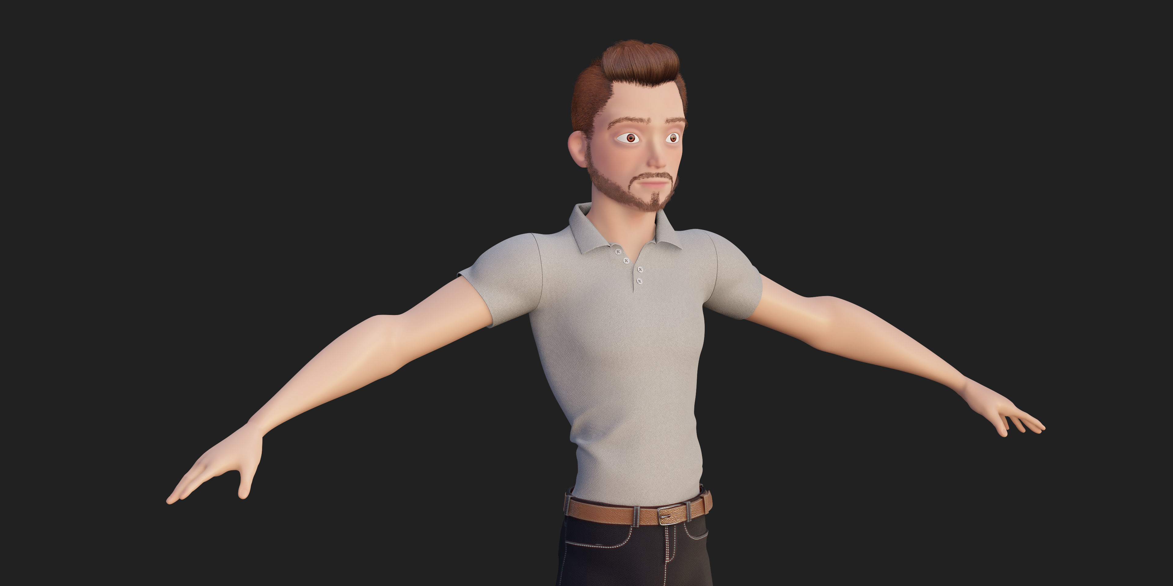 Stylized Character Man in Blender Cycles and Eevee 3D model_3