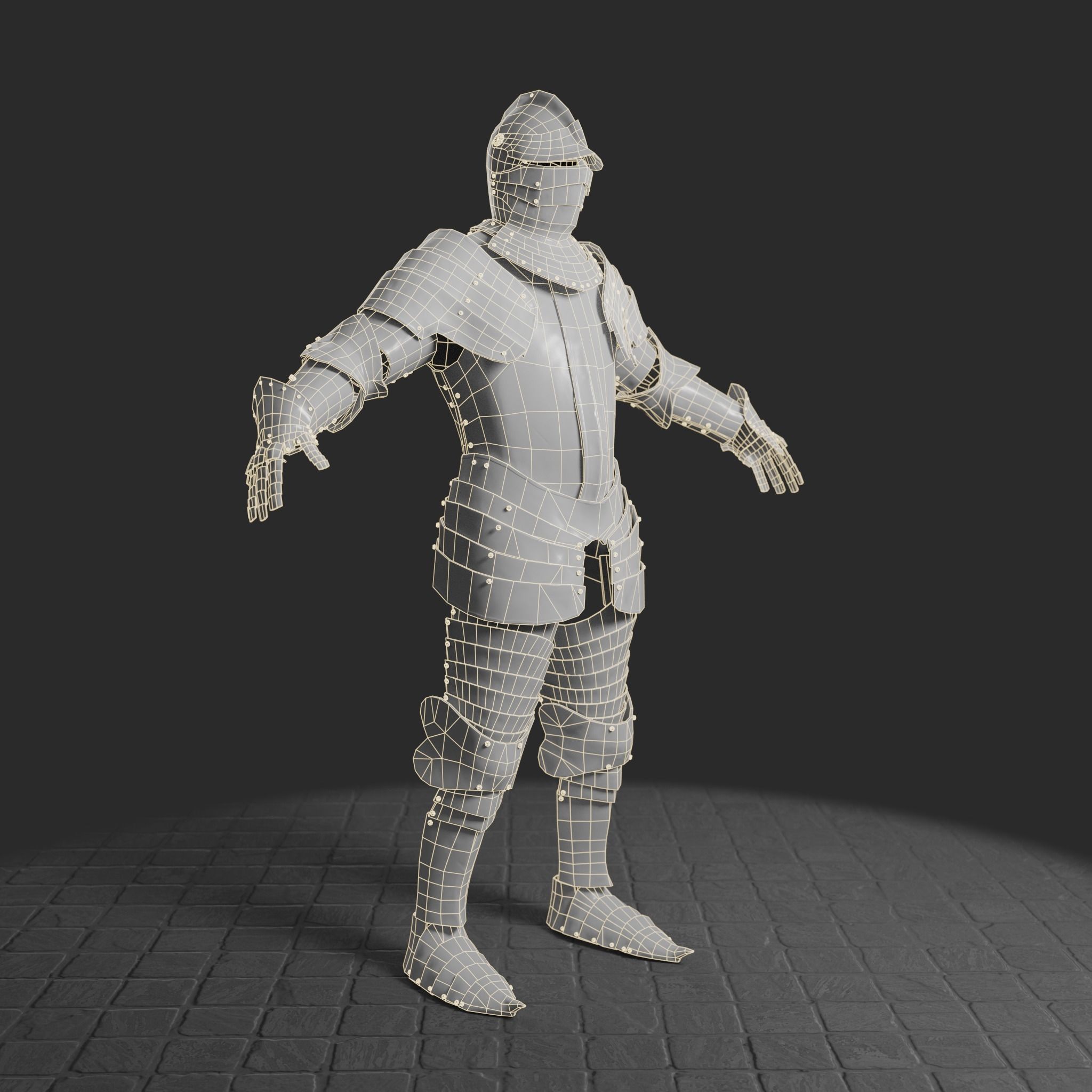 Medieval armor set 001 Low-poly 3D model_8