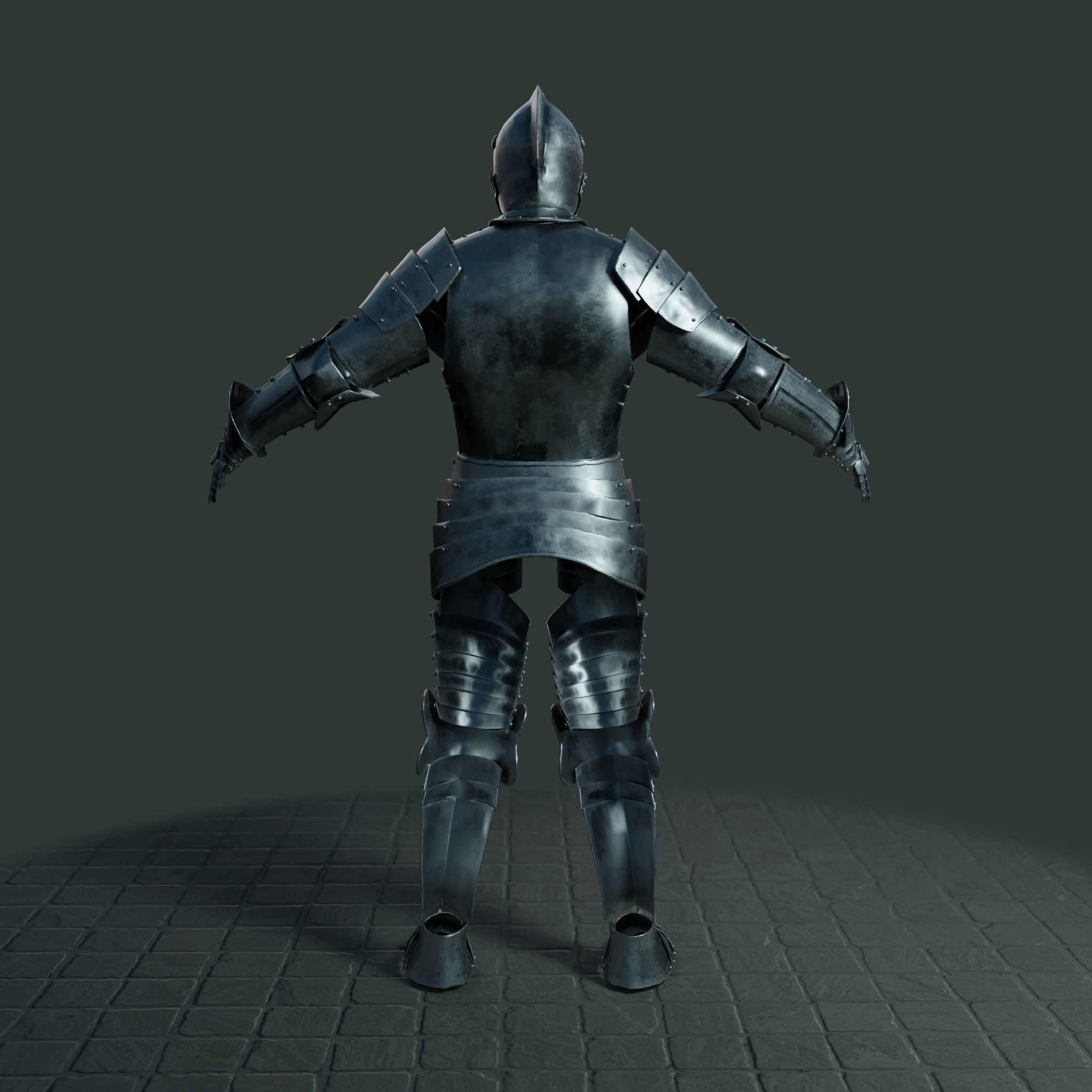 Medieval armor set 001 Low-poly 3D model_3