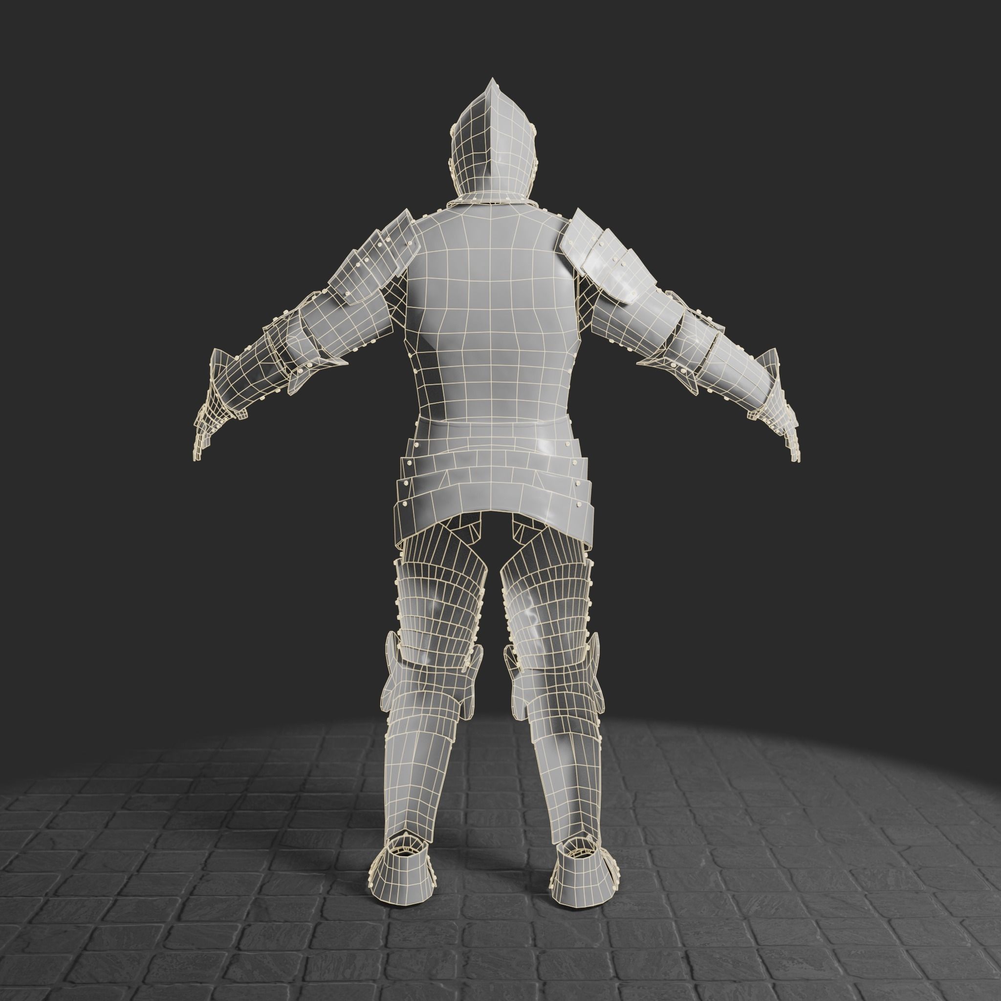 Medieval armor set 001 Low-poly 3D model_9