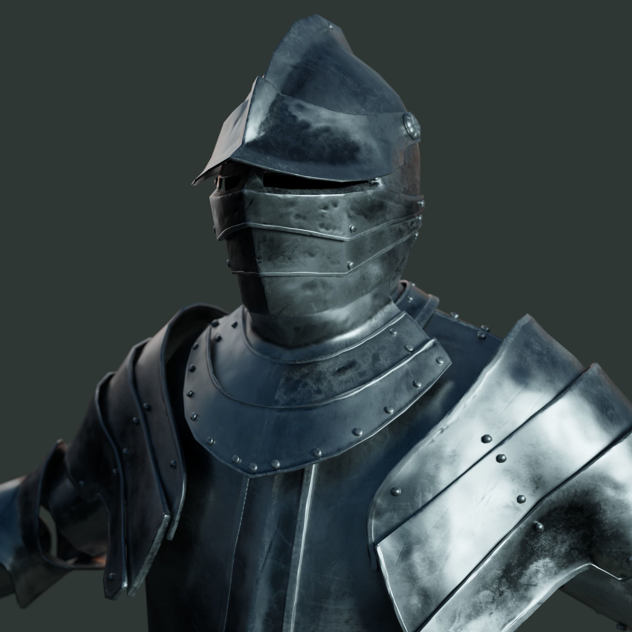 Medieval armor set 001 Low-poly 3D model_4