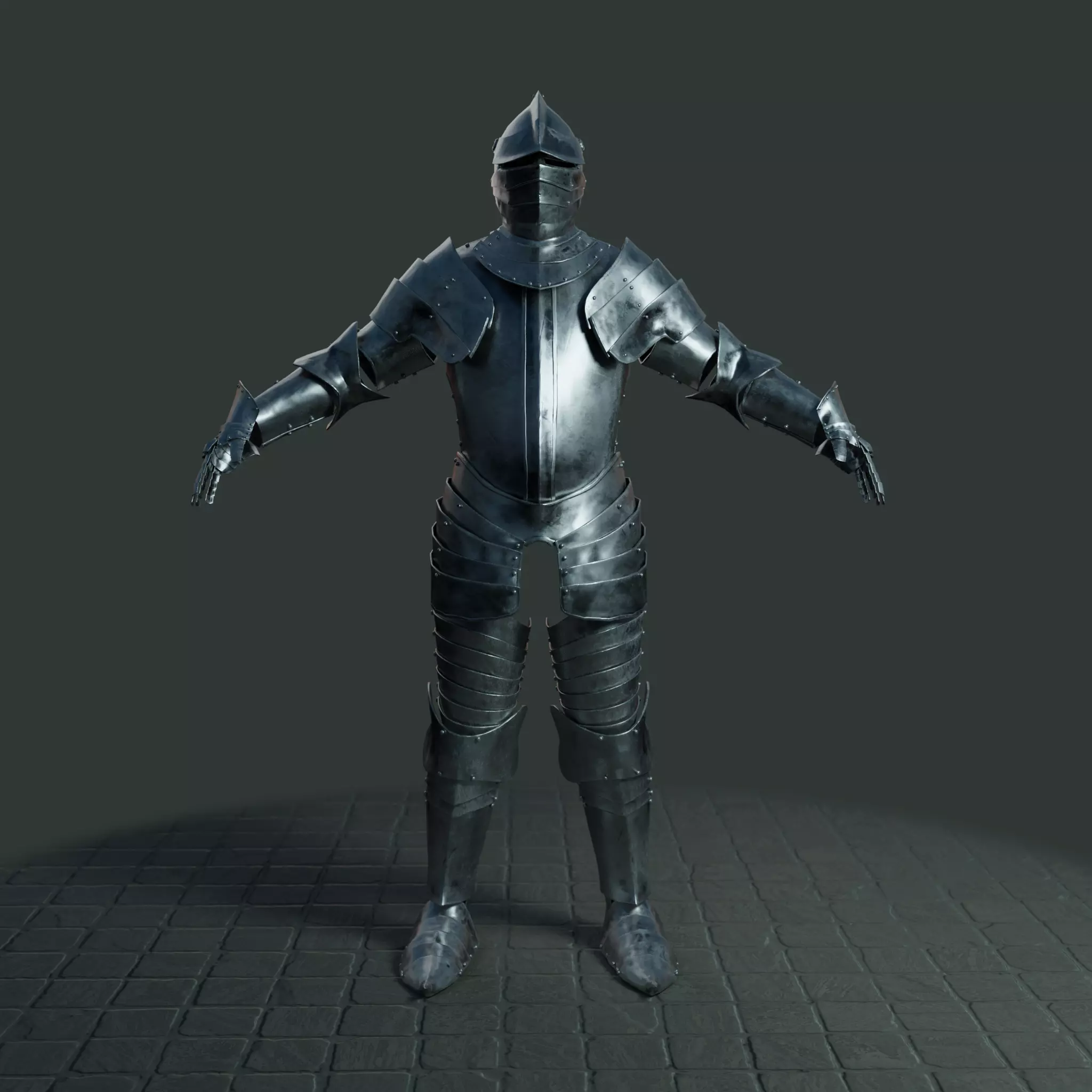 Medieval armor set 001 Low-poly 3D model_0