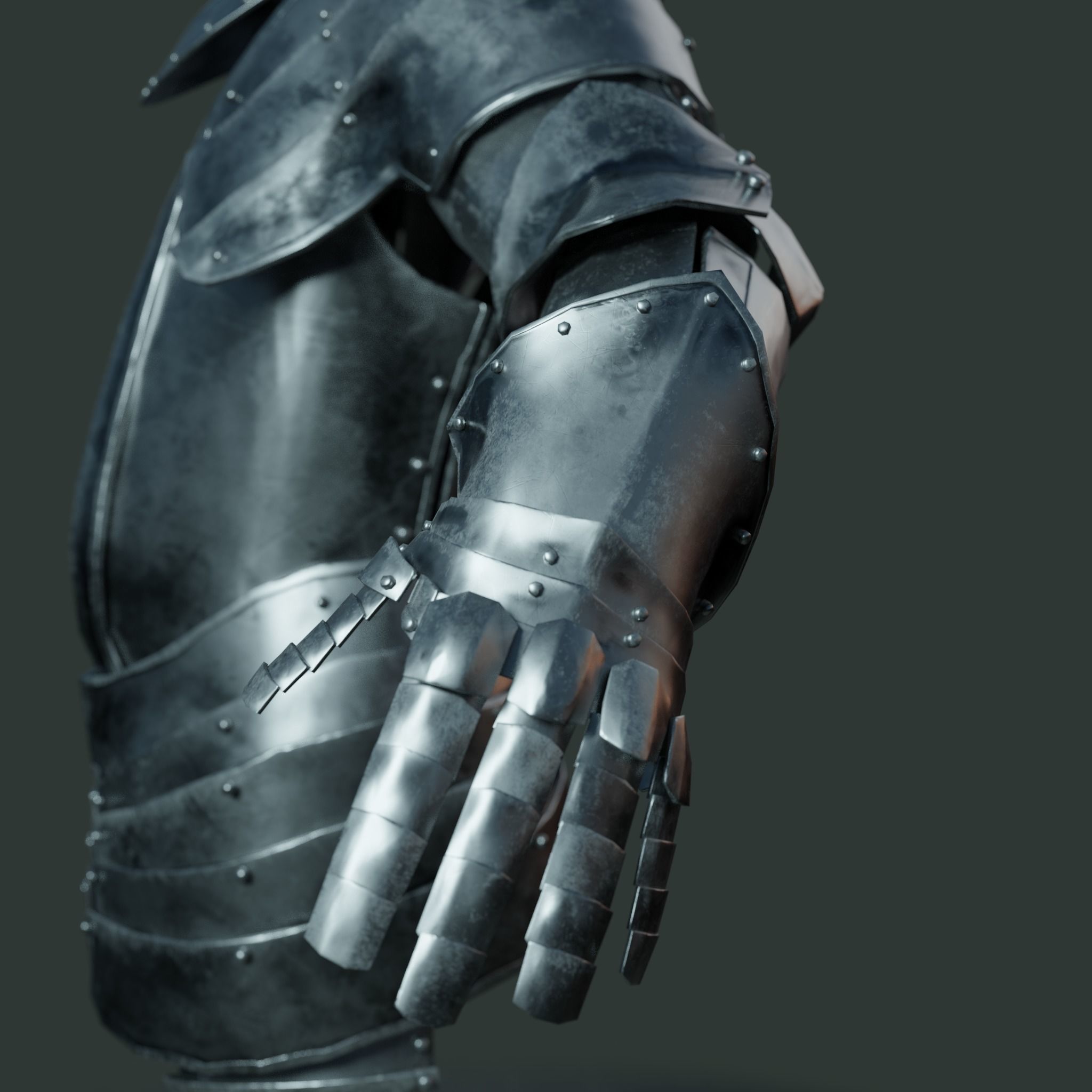 Medieval armor set 001 Low-poly 3D model_6