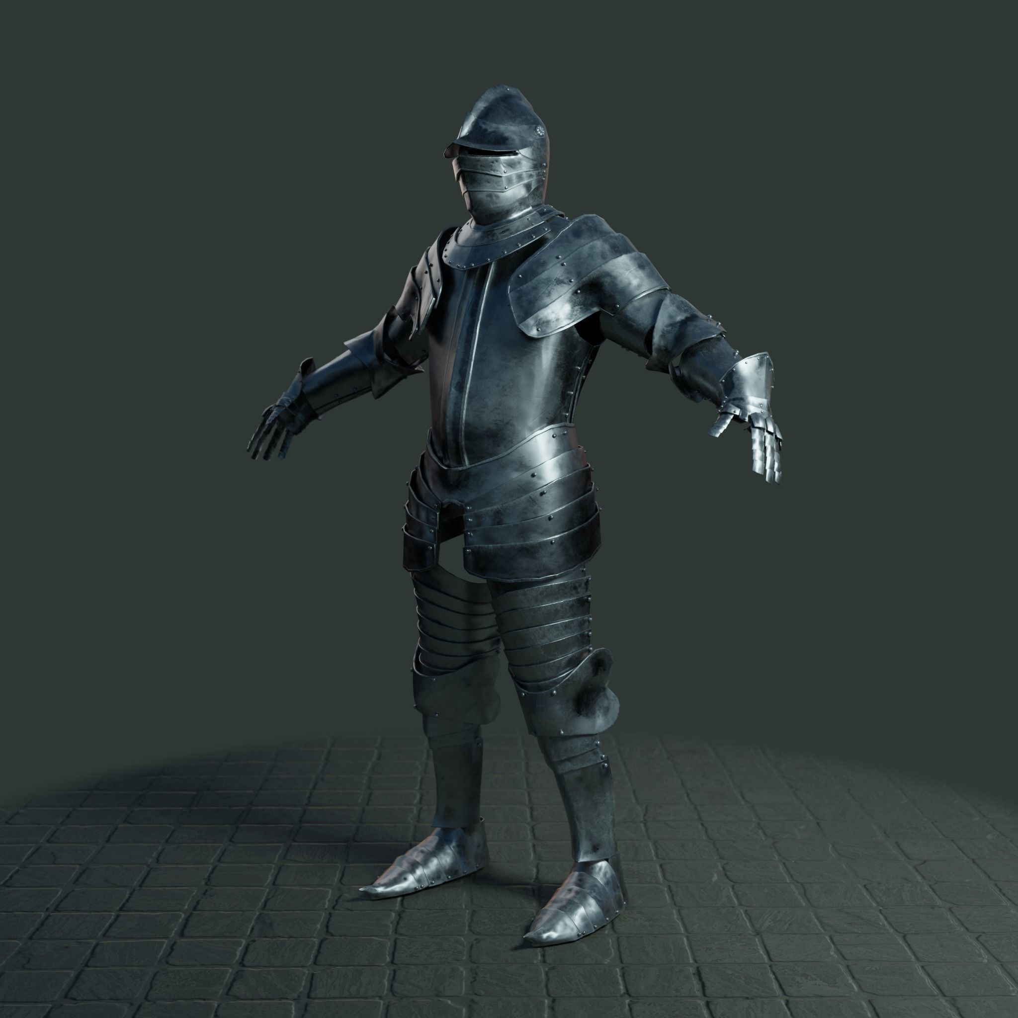 Medieval armor set 001 Low-poly 3D model_2