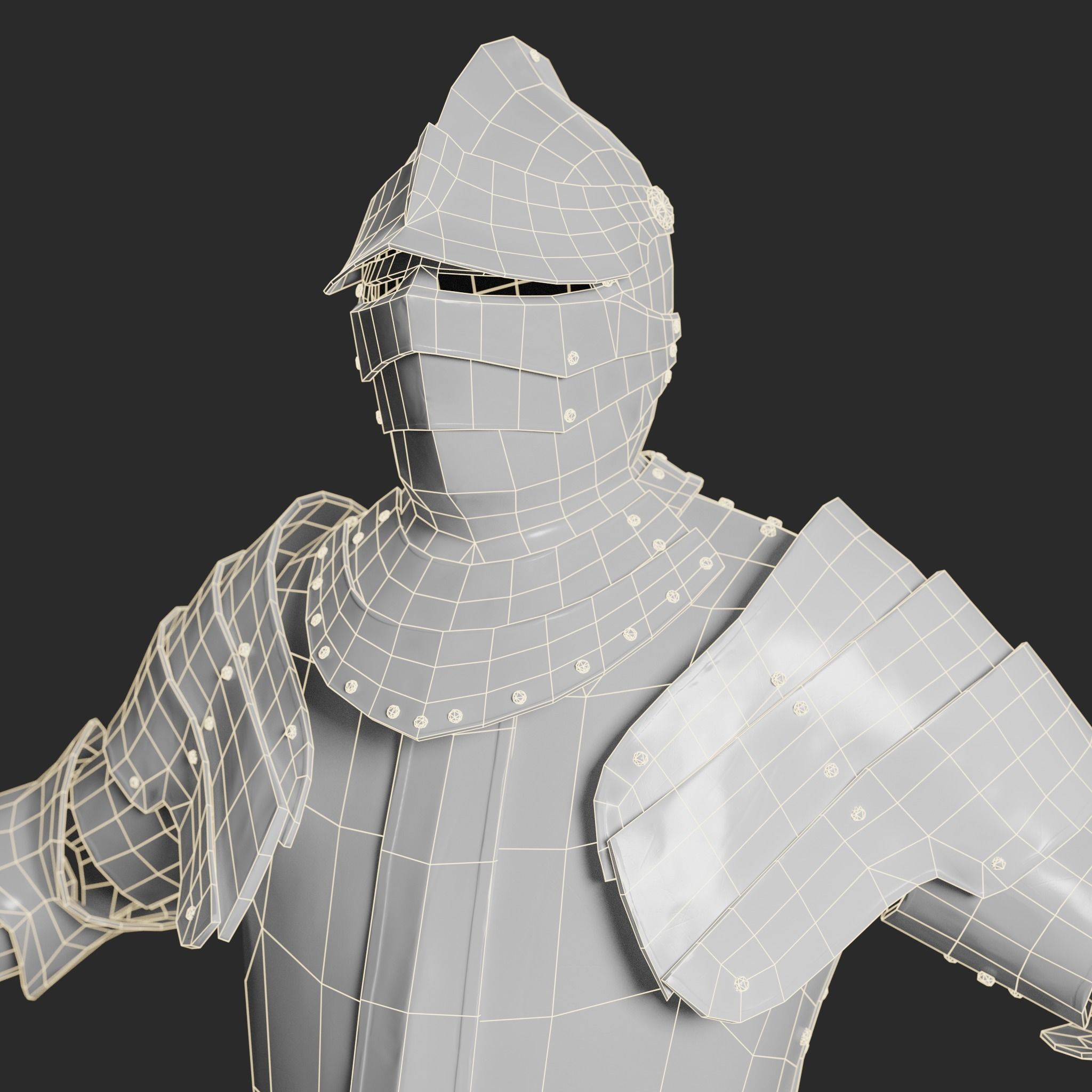 Medieval armor set 001 Low-poly 3D model_10